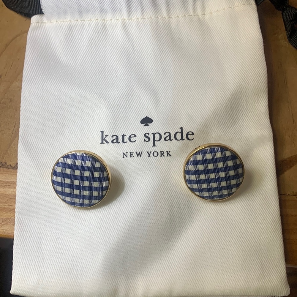 Kate Spade blue plaid stud earrings